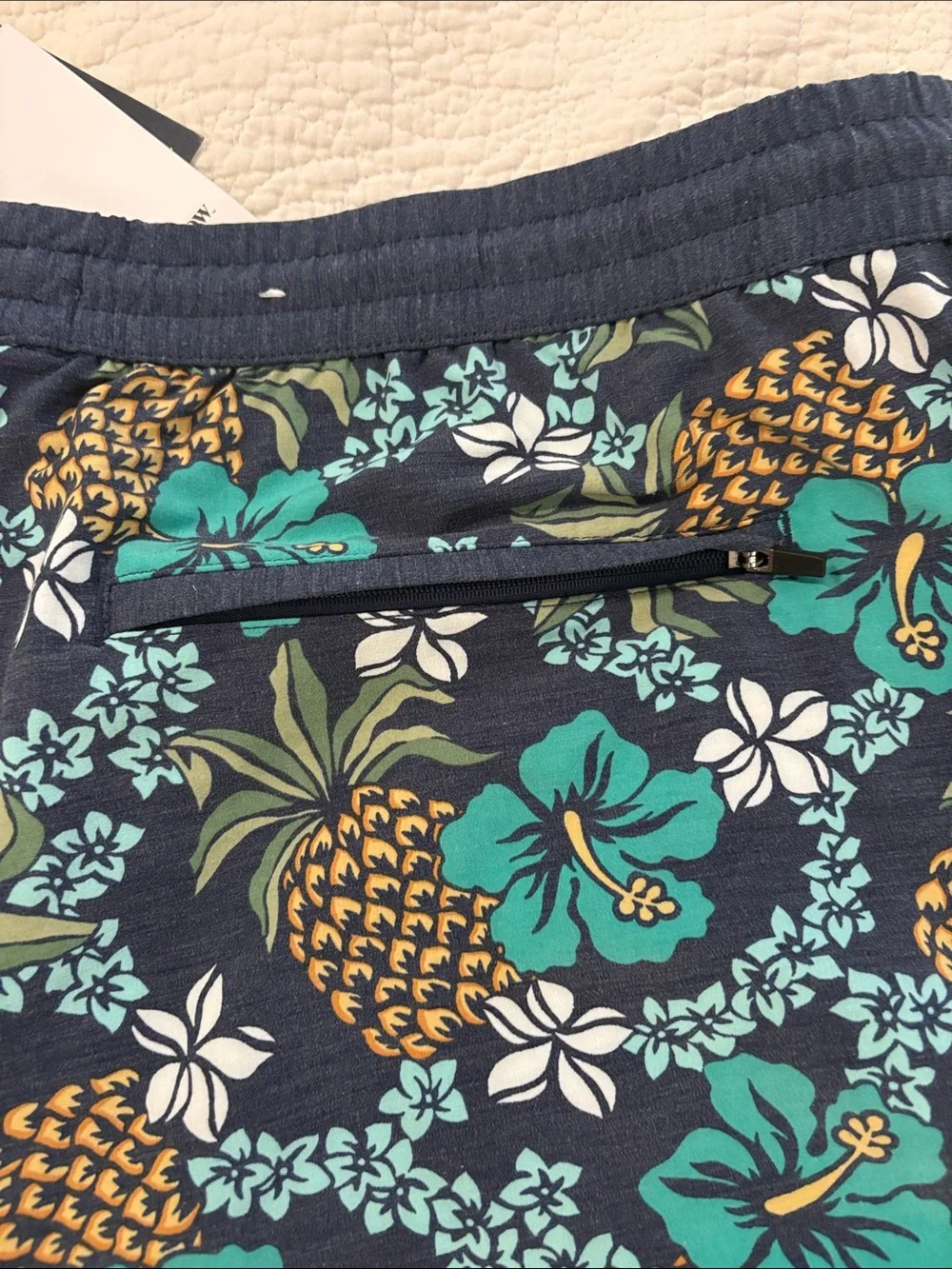 Men's Pineapple Floral Swim Shorts- Navy & Teal Reyn Spooner Goodfellow Co 7 in